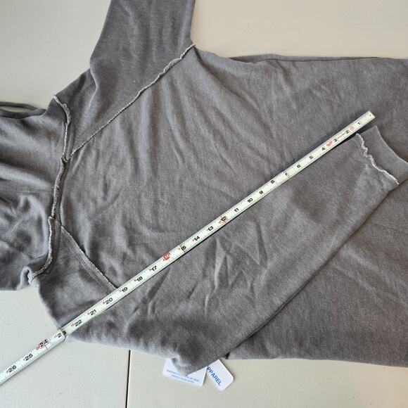 U.S. Apparel Hooded Sweatshirt Women's L Gray V-Neck Raw Hem Long Sleeve NWT - Picture 10 of 15